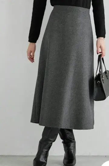 Pierrot 헤링본 플레어 스커트 L 사이즈 그레이