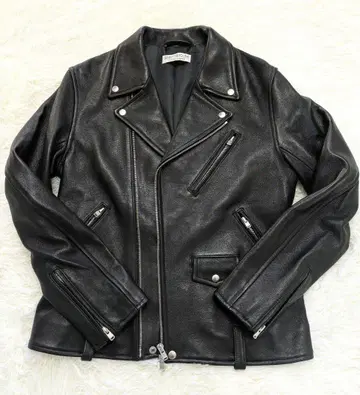 [컨디션 최상] BEAUTY&YOUTH 양가죽 더블 라이더스 블랙 M