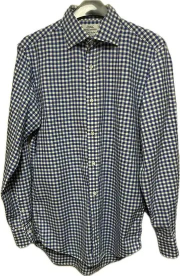 UNITED ARROWS 파랑/화이트 체크 긴팔 셔츠 사이즈 37