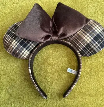 미니 마우스풍 체크 무늬 머리띠