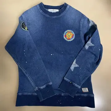 일본제 혼 의류 빈티지 가공 컷 데님 맨투맨 페인트 와펜