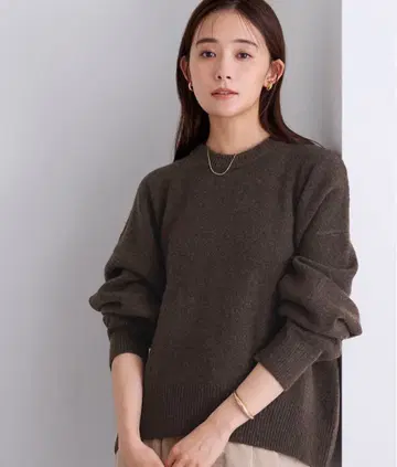 유어스 [택 포함] 야크 라이크 크루넥 니트 L 다크 브라운