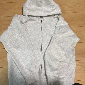 그레이 풀 집업 후드 부착 후드티