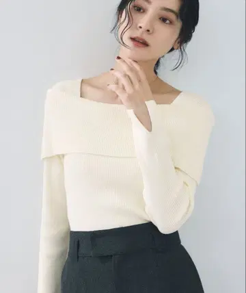 vis 오프숄더 모찌모찌 리브 니트