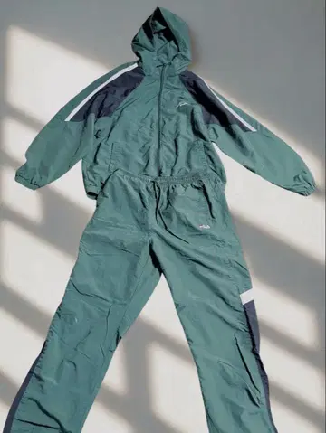 FILA 휠라 그린 셋업 나일론 자켓 팬츠 XL