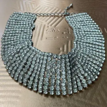 큐빅 목걸이 초커 사교 밸리댄스 실버