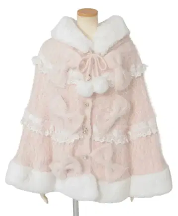 LIZLISA 리즈리사 밀피유 레이스 판초 핑크