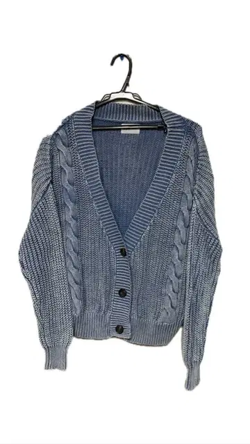 블루 케이블 니트 가디건 긴팔