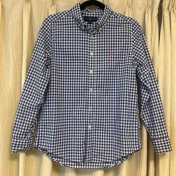 랄프 로렌 깅엄 체크 버튼 다운 셔츠 핑크 호스