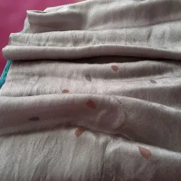 오비 장식 천 잎사귀 무늬를 뿌린 옅은 보라색 실크