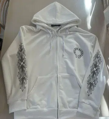 화이트 지퍼 후드티
