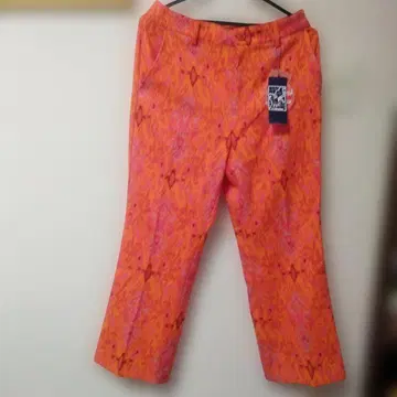 미사용 새상품 ] 시마다 준코 오렌지 무늬 캐주얼 팬츠 67cm 보관품