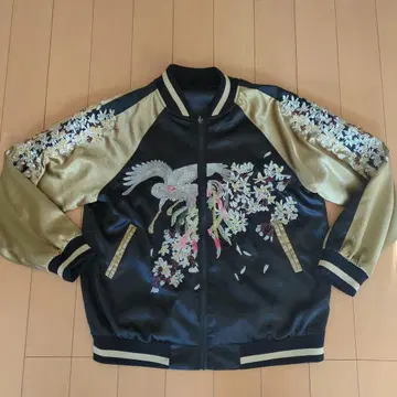 학와 꽃 자수 스카잔 블랙/골드