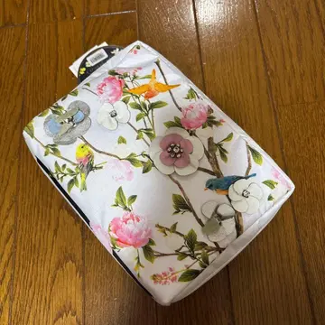 꽃과 새 프린트 파우치 약 20cm