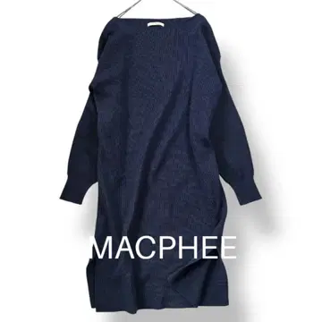투모로우랜드 맥피 리브 슬릿 니트 원피스 네이비 세탁 가능