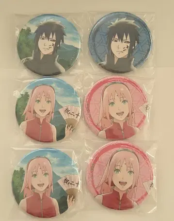 NARUTO 돌풍전 캔뱃지 20주년 우치하 사스케 사쿠라 TSUTAYA