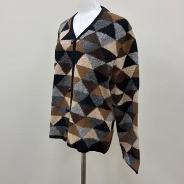 알파카 100% CRAFT/HIRO 기하학 패턴 가디건 크라프트 히로