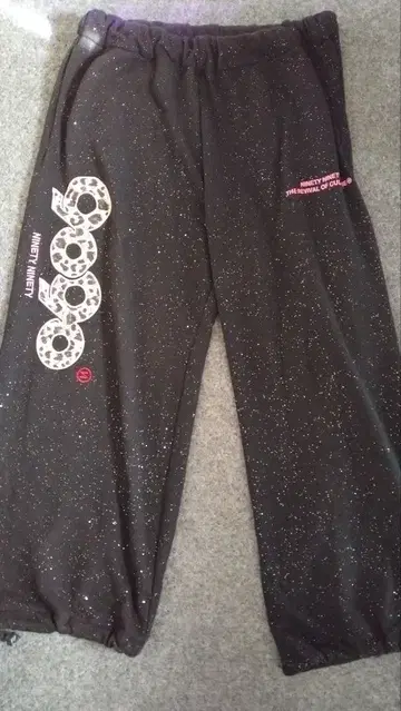 9090 맨투맨 팬츠 스팽글 장식 블랙 팬츠 S 사이즈