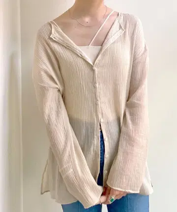 [ SHENERY ] 2WAY 코튼 시어 양류 블라우스