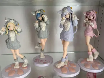 리제로 고양이 귀 후드 부착 피규어 4개 세트