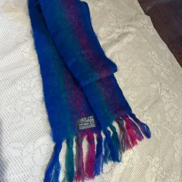 Ashley 울 머플러 청록색 빨간색 PURE MOHAIR