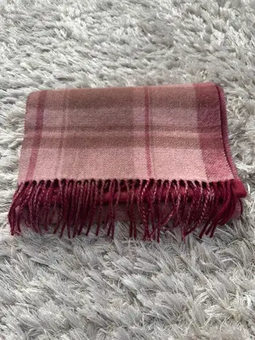 캐시미어 100% 체크 무늬 머플러 핑크 계열