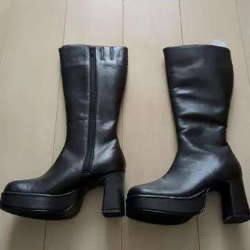 다크 브라운 하이힐 롱 부츠