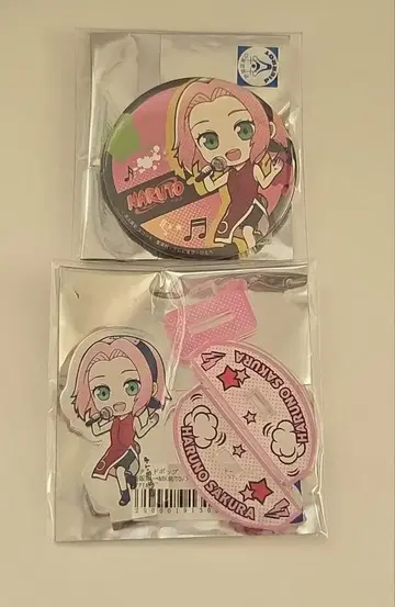 NARUTO 사쿠라 가라오케 철인 캔뱃지 흔들흔들 아크릴 스탠드