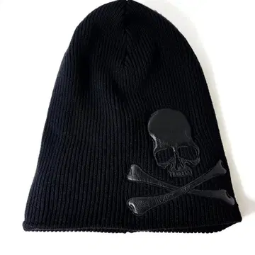 로엔 Roen 가죽 스컬 패치 니트 모자 비니 캡