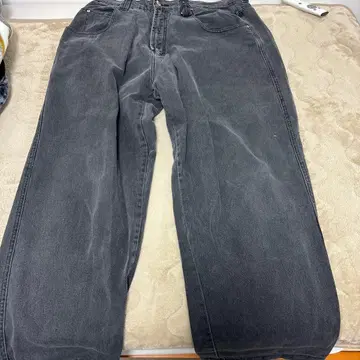 블랙 배기 데님 팬츠