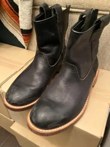 M 블랙 가죽 엔지니어 부츠