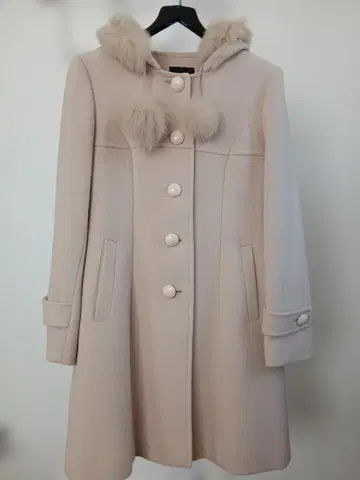 GRADE 후드 부착 핑크(베이지 계열) 더플 코트