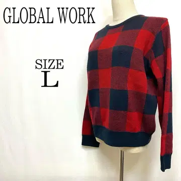 GLOBAL WORK 니트 체크 무늬 오샤레 성인 여성