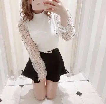 evelyn 도트 시어 탑 니트