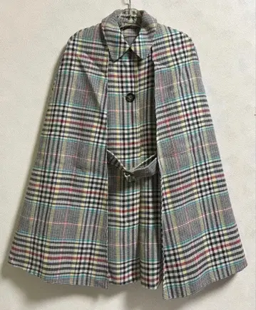 릴리 브라운 체크 케이프 코트 허리 벨트