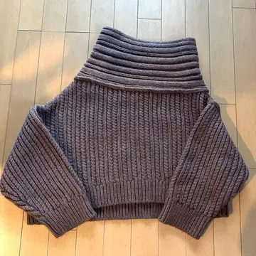 SNIDEL 브라운 리브 오프숄더 니트 스웨터