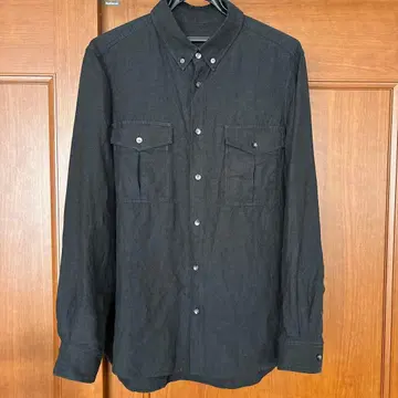 wafu 린넨 사파리 셔츠 블랙