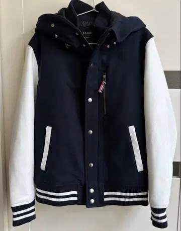 BEAMS 후드 부착 자켓 네이비/화이트