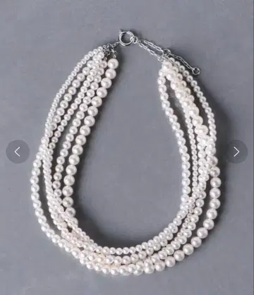 화이트 펄 볼륨 5연 펄 목걸이