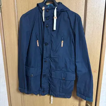 BEAMS 네이비 후드 부착 자켓