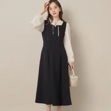 쿠튀르 브로치 하트넥 플레어 점프 스커트 네이비 이번 시즌 상품!!