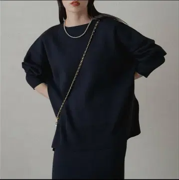 라운지 드레스 맨투맨 라이크 니트 블랙 코튼 리브 긴팔