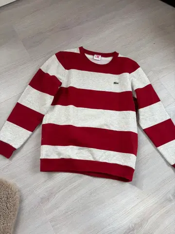 Lacoste 빨간색 그레이 스트라이프 트레이닝복