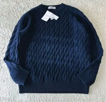 투모로우랜드 트리코 미사용 택 포함 케이블 크루넥 풀오버 니트 네이비