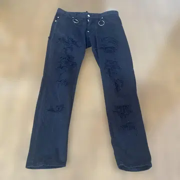 데미지 가공 다크 블루 데님 팬츠