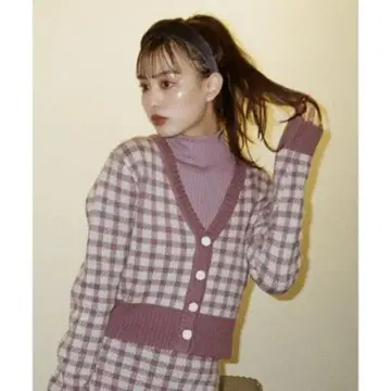 Redyazel 자카드 셋업 가디건 스커트 미니