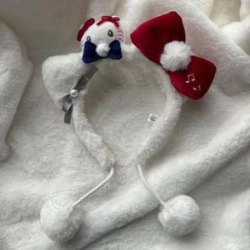 유니버셜 USJ 헬로키티 머리띠 화이트 레드