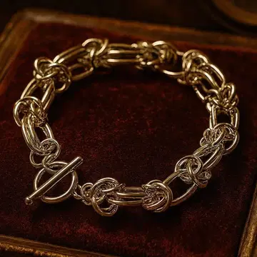 하드웨어 더블 실버 925 팔찌 체인 실버 v107