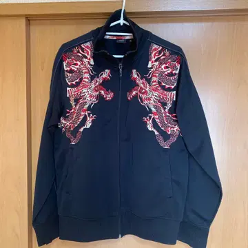 [레어] GUMU 용 자수 블랙 집업 자켓