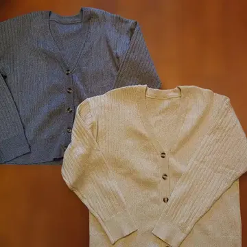 VIS 리브 편직 긴팔 가디건 2색 세트